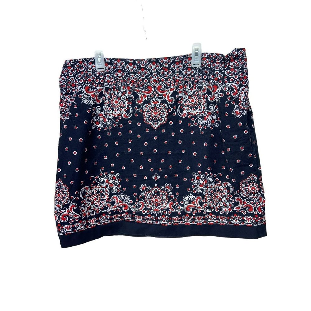 Talbots Woman Navy Blue‎ Red Paisley Lined Size 20 W SKirt